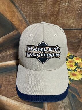 Harley-Davidson Tan Cap with Black Brim and Embroidered Logo